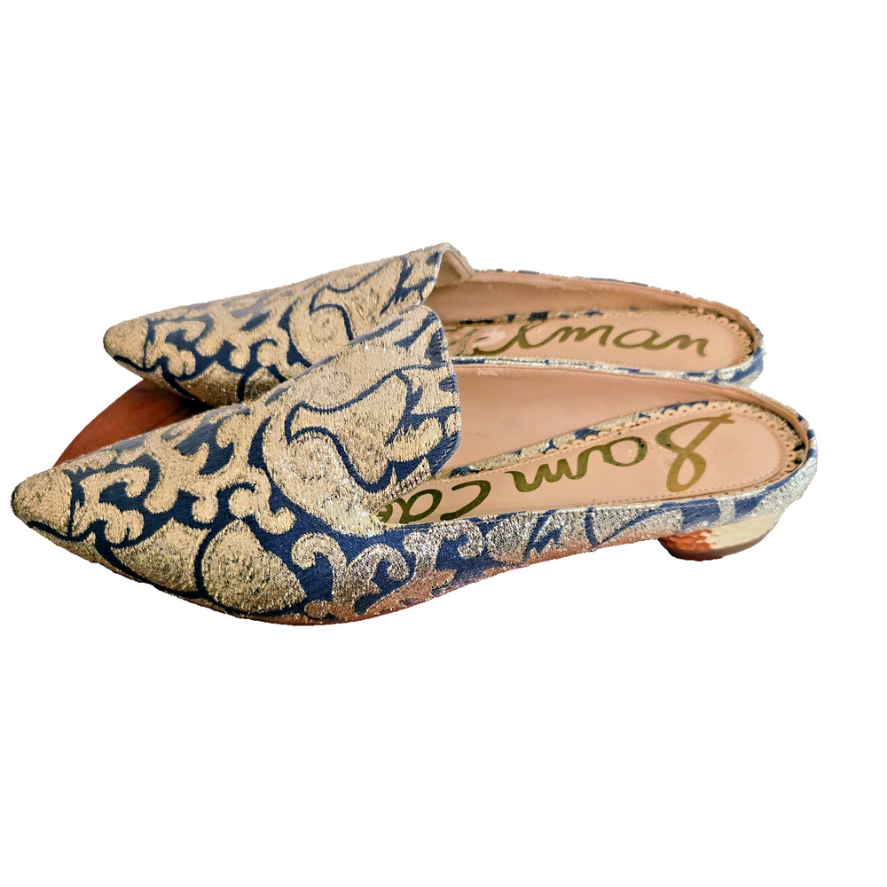 Sam Edelman gold and blue glitter slides shoes slip on 7.5 - Picture 2 of 9
